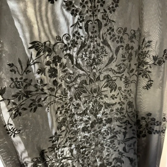 Vintage Whimsigoth Sheer Black Dress Velvet Burnout‎ LBD Cocktail Womens Medium - Picture 8 of 13